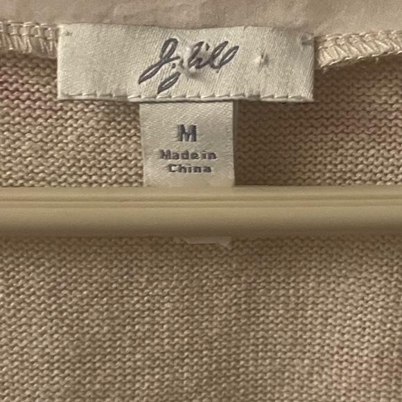 J. Jill Tan & Multi-Colored Floral Linen Blend Button Up 3/4 Sleeve Card… - Picture 6 of 10